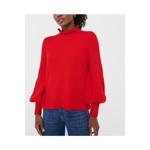 Tuckernuck Ruffle Neck Red Wool Delphine Sweater Size XS